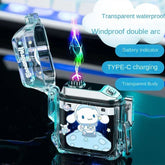 transparent waterproof dual arc rechargeable lighter mini