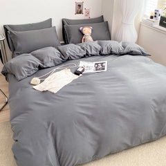 Solid Color Quilt Cover Single Double Duvet Cover Grey King Size Comforter Cover High Quality Skin Friendly Fabric Bedding Cover