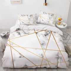 White Gold Marble Pattern Bedding Set Modern 3d Duvet Cover Sets Comforter Bed Linen Twin Queen King Single Size Fashion Luxury