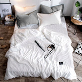 Summer Gray Air Condition Quilts duvet with little white Pompons bed linens Washed cotton throw blankets Solid bedding #s