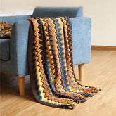 Textile City Bohemia Style Knitted Blanket Winter Warm Comfy Pashmina Tassels Throw Hotel Sofa Decoration Bedspread 130x230cm