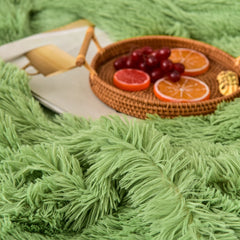 High Quality Long hair bedding set Green Mink Flannle Velvet Fleece Duvet CoverThicken Warm Home Linen 3/4 Heart Cushion Sheet