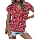 V-Neck Floral Ruffle Top
