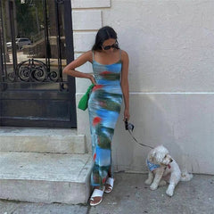 Blazing Nights Cowl Neck Mesh Long Dress