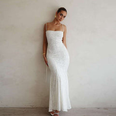 Maple Back Tie Long Dress