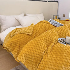 Yellow Plaid Solid Blanket Soft Warm Fluffy Throw Blanket Sofa Cover Milk Velvet Bedspread Bed for Adults Kids Pet Home Textile