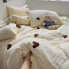 High Quality Beauty Bedding Set Cute Towel Embroidered Girl Heart Bed Sheet Student Dormitory Bed