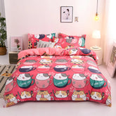Cartoon Print Home Bedding Set Simple Fresh Comfortable Duvet Cover Set with Sheet Comforter Covers Pillowcases Bed Linen