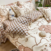Kids Bedding Set Kawaii Cartoon Printed Duvet Cover Flat Sheet Pillowcase Soft Bed Linens Dormitory Bedroom Home Textile