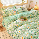Floral Bedding Set with Duvet Cover Flat Sheet with Pillowcases Kids Queen Full Size Boys Girls Bed Linen