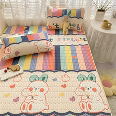 Lovely Cartoon Pattern Latex Bed Mat Kit for Summer Cold Feel Rayon Cool Mat and Pillow Cases Cozy Sleeping Cooling Mattress Pad