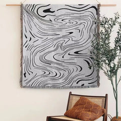 Textile City ins Black Water Ripple Throw Blanket Home Decor Sofa Cover Wall Tapestry Outdoor Camping Travel Blanket