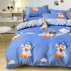 Grey Bedding Set Solid Color Boys Flat Sheet Duvet Cover No Filling Pillowcase Bed Queen Twin Bed Sheet Cute Kawaii