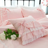 Pink Decorative Cushion Cover, Ruffle Lace Pillow Cover, Cake Layers, Princess Bowknot Pillow Case, Garden Style, Top Sweet