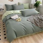 heart four-piece Brushed Washed Cotton Green Bed Set Flat Sheet Pillowcase Quilt Cover Bed Linen Flower Duvet Covers