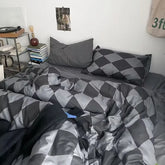 Korean Style Fashion Bedding Set Kids Adults Twin Full Queen Size Blue Bed Flat Sheet Duvet Cover Pillowcases Floral Bed Linen