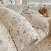 Pink Floral Duvet Cover Set Flowers Sheet Pillowcase Soft Cover No Filling Warm Bed Linen Twin Full Queen Size Home Bedding Set