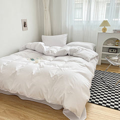 High Quality Bedding Set Skin Friendly Fabric Quilt Cover Set Single Double King Size Solid Color Duvet Cover Set