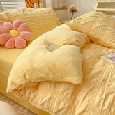 Home Textile Winter Coral Velvet Quilt Cover Four Piece Set Seersucker Duvet Cover Bed Sheet Pillowcase Comforter Bedding Set