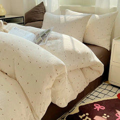 Bed Linen Bed Sheets Set Sweet Dots Duvet Cover Set Quilt Cover Bed Sheet Girls Quilt Sets Queen Size INS Blogger Comforter Sets