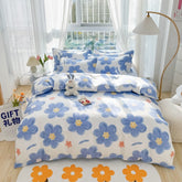 Cotton Home Textile Rose Floral Bedding Set Boy Girl Duvet Cover Flat Sheet Pillowcase Aesthetic Bedcloth Double Queen Bed Linen