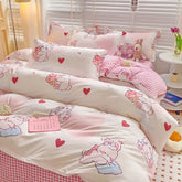 Fashion Duvet Cover Set Korean Ins Style New Flat Sheet Pillowcase No Filler Kids Adult Bedding Kit Twin Queen Bed Linen