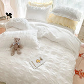 Seersucker Princess Bed Set Solid Color Quilt Cover Kawaii Ruffle Lace Bed Skirt For Girls Woman Bedspread Decor Home