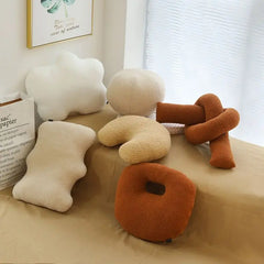 Textile City Nordic Ins 3D Teddy Velvet Geometric Shape Cloud Soft Comfy Circle Ball Pillow Sofa Cushion