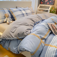 100% Cotton Plaid Geometric Bedding Set Bed Sheet Pillowcase Fashion Jersey Knit Bed Linens