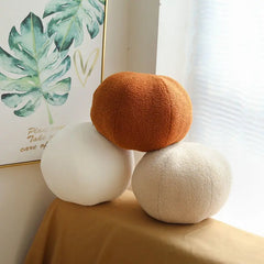 Textile City Nordic Ins 3D Teddy Velvet Geometric Shape Cloud Soft Comfy Circle Ball Pillow Sofa Cushion