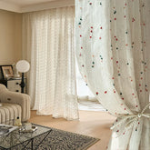 1 Panel Rural Style Living Room, Bedroom, Natural Flaxseed Bean Curtains, Semi Transparent Gauze Curtains