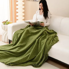 High Quality Waterproof Chenille Sofa Cover Cloth Green Striped Sofa Cushion Four Season Universal 3 Seat All Inclusive Blanket