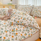 Fresh Botanical Floral Bedding Set for Kids and Adults, Leaves, Flower Duvet Cover, Pillowcases, Soft Washed Cotton, Home Textil