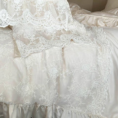 Vintage Lace Splicing Princess Wedding Bedding Set 1000TC Egyptian Cotton Duvet Cover Bed Sheet/Fitted Sheet Pillowcases 4Pcs