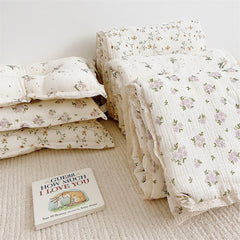 Baby Camellia Rose Print Muslin Blanket Quilt for Summer Infant Floral Muslin Comforter Napping Cover for Baby Bedding Quilts