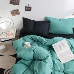 Fashion Solid Color Bedding Set Soft Sheet Duvet Cover Pillowcase Girls Adult Bedspread Queen Full Size Quilt Cover No Filler 02