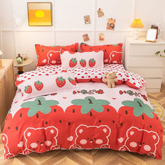 Strawberry Bedding Set Double Sheet Soft 3/4pcs Bed Sheet Set Duvet Cover Queen King Size Comforter Sets For Home For Child
