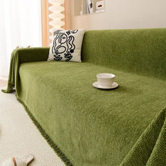 High Quality Waterproof Chenille Sofa Cover Cloth Green Striped Sofa Cushion Four Season Universal 3 Seat All Inclusive Blanket