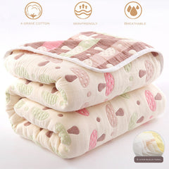 Summer bedspread 6 layer muslin towel cotton quilt children's baby plaid cool blanket air conditioning thin comforter 90