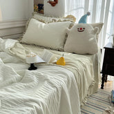 Korean Simple Bedding Set Modern Air Condition Thin Blankets Summer Quilt Pillowcase Comfortable Fluffy Blanket with Filling