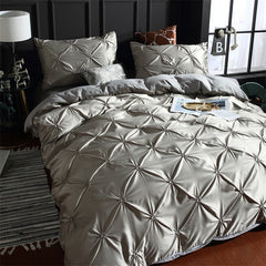 Rayon Pinch Pleated King Size Duvet Cover Set Luxury Full Twin Bedding Set Queen Pleat Single Double Bedding Sets Satin Bed Sets