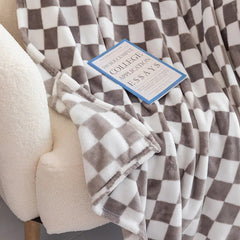 Thickened Plaid Fuzzy Fleece Blanket Ultra-Soft Reversible Microfiber Bed Warm Cozy Gingham Throw Blankets for Couch,Chair,Sofa