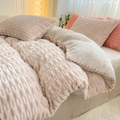 New Rabbit Velvet Milk Single Product Quilt Cover Thickened Warm Solid Duvet Bedding for Double Use in Autumn/ Winter 220x240