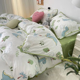 Bedding Set INS Girls Cherry Soft Washed Cotton Bed Sheet Queen King Size Duvet Set Comforter Set Pillowcase Bed Linens