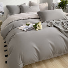 Brushed Washed Cotton Bed Set Flat Sheet Pillowcases Quilt Cover Bed Linen Peach Duvet Covers For Girls