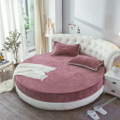 Coral velvet round bed simple color velvet round sheet diameter 200cm-220cm flannel sheet without pillowcase winter