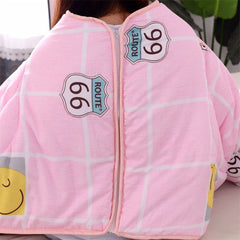 new winter warm Lazy quilt with Sleeves Mechanical Wash office Nap Covered Blanket lovely cartoon print Wearable quilted quilts