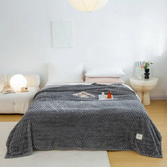 Solid Plaid Bed Blanket Autumn Winter Soft Warm Fluffy Throw Blanket Sofa Coral Fleece Bedspread On Bed For Adults Kids Blankets