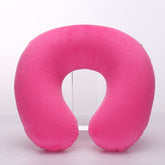Travel Office Headrest U-shaped Inflatable Short Plush Cover + PVC Inflatable Pillow Pillow Support Cushion Neck Pillow 9 Colors