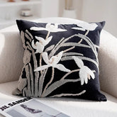 Vintage Embroidered Pillow Cover Luxury Velvet Beige Black 45x45cm Floral Home Decoration Cushion Cover Living Room Bedroom